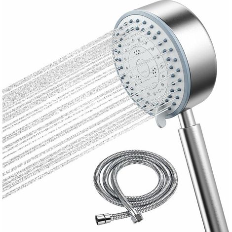 royaluxe - Pommeau de Douche, Pommeau Douche Economiseur D'eau avec Tuyau 2M Douchette Douche Aalle de Bain Economie d'Eau Haute Pression en Acier Inoxydable 304 Installation et Nettoyage Faciles (1/5)