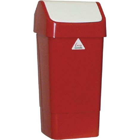 Poubelle rouge à couvercle battant SIR 50 L