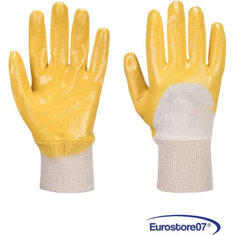 guanti da lavoro impregnato in nbr colore giallo- dorso areato - tg. 7 - pz 12 (1/3)
