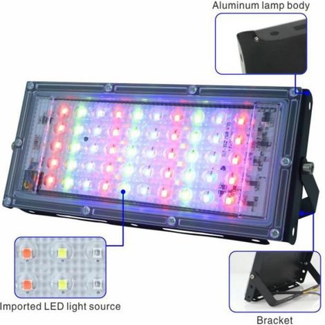 Projecteur LED - - 50W - RGB - Étanche IP65 - Extérieur (1/4)
