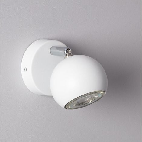 Applique murale orientable LED 1 point de lumière – Douille GU10 – Métal blanc – Compact 105mm x Ø80mm – Pour intérieur (1/5)