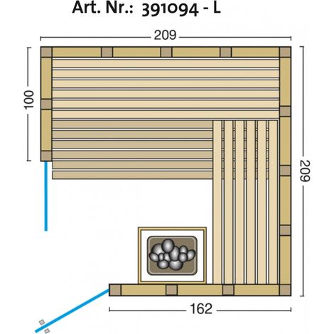 Infraworld Solido 209 Ecke Sauna 209x209x200 cm Massivholzsauna aus nordische Fichte Solido 209 Ecke - links (1/5)