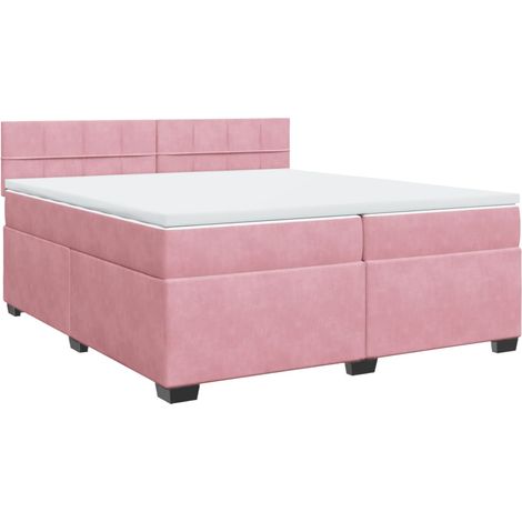 Maison Exclusive - Cama box spring con colchón terciopelo rosa 20