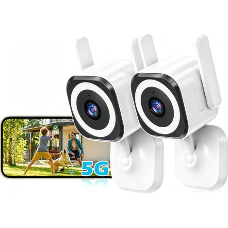 2K 5G Caméra de surveillance extérieure/intérieure, caméra Wi-Fi, babyphone avec application, caméra pour chien, étanche IP66 (1/5)