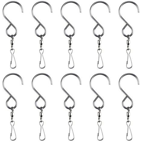 Pince à crochet rotative 10 pièces, pince à crochet rotative coupe-vent S, utilisée pour suspendre des carillons éoliens, des paniers de fleurs, des cages à oiseaux, des accessoires de fête (1/5)