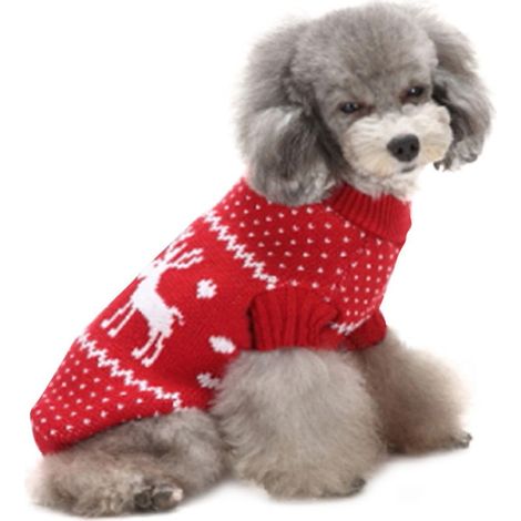 Pull Chien - Imprimé Renne - Col Haut - En Fibres Acryliques - Pour Chiens Adultes Et Chiots - Taille XL (1/3)
