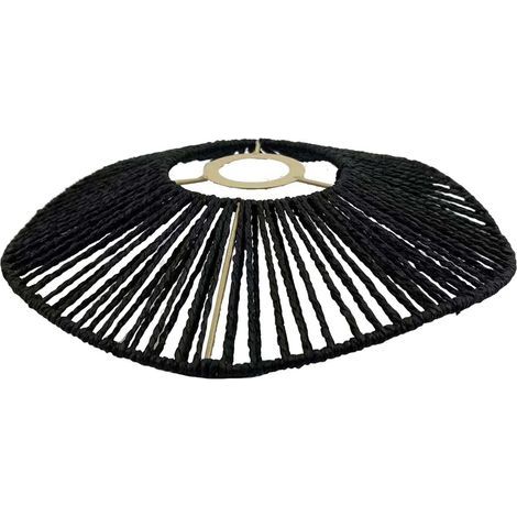 Abat-jour en corde tissée à la main Abat-jour de plafond rustique Décors faits à la main Lampe de table Lampes suspendues Abat-jour suspendu pour E27, noir (1/4)