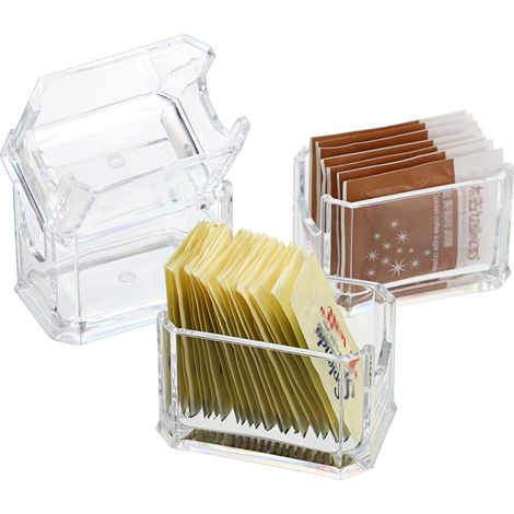 Lot de 4 porte-sachets de sucre en acrylique, organiseur de sachets de thé, distributeur de condiments pour restaurants, design moderne, transparent
