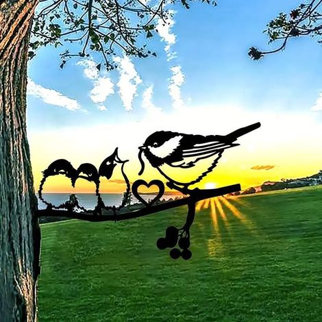 Metallene Vogelsilhouette, Metallkunst-Gartendekoration, Metallene Vogel-Gartendekoration für den Außenbereich (1/4)