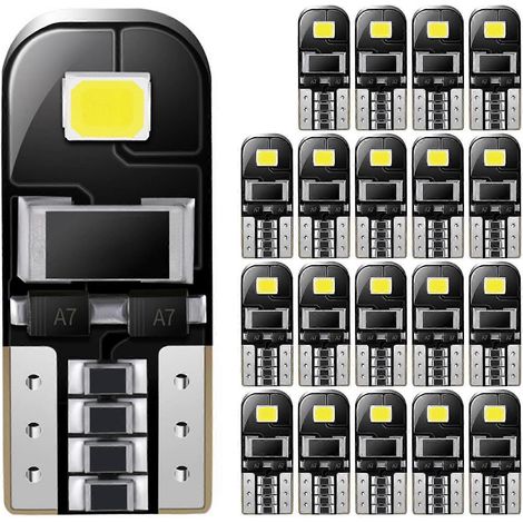 Lot de 20 ampoules LED W5W 168 194 T10 2835 Canbus 2 SMD pour plafonnier, liseuse et éclairage de stationnement de voiture (1/5)