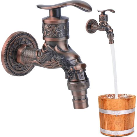 Gartenkran im Vintage-Stil mit Drachenmotiv, 1/2-Zoll-Wandhalterung
