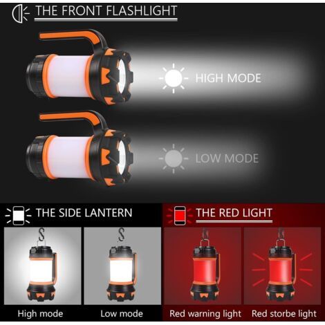 NALOOKAMIC Lanterne LED Rechargeable, 1000 Lumens 3600mAh Lampe Camping 360°, Lampe Led Rechargeable Projecteur Portable, Ultra Puissante, Lampe de Camping 6 Modes, Câble USB Inclus, IPX4 Étanche [Cl (1/4)