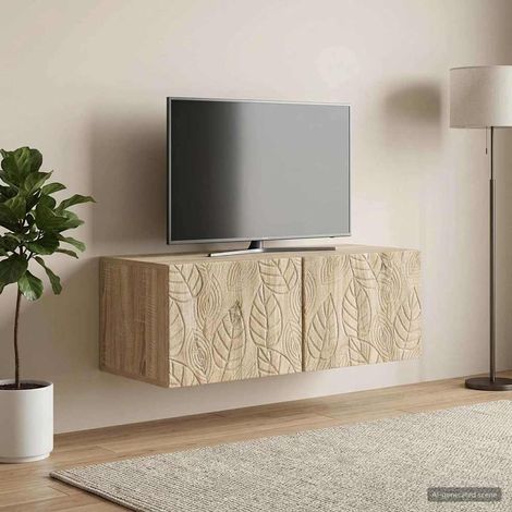 Meuble TV mural 2 portes en bois d’ingénierie chêne Sonoma 59,5 x 31 x 30 cm - PANGIVO (1/5)