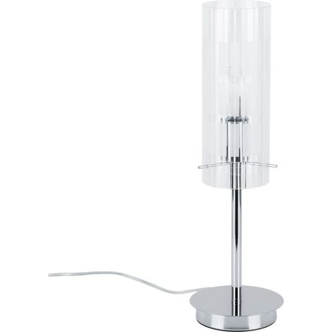 Italux Max - Lampada da tavolo moderna cromata 1 luce con paralume trasparente, attacco E27 (1/2)