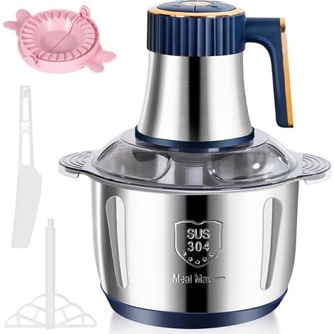 Hachoir électrique en acier inoxydable 2L, 2 vitesses, 4 lames, pour viande, fruits, légumes, fruits secs, fromage