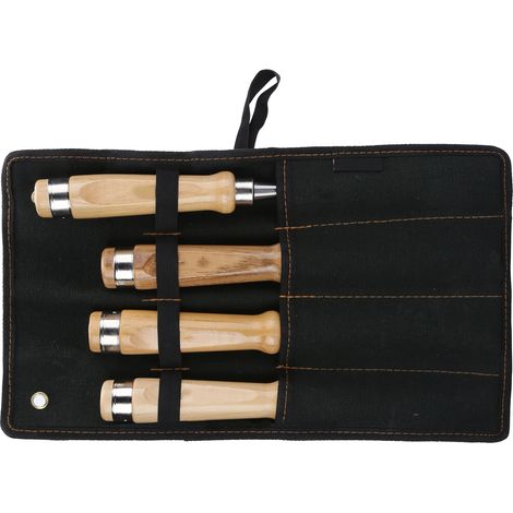 Set mit 4 Flachmeißeln für Holz, Heimwerker-Handwerkzeuge aus Chrom-Vanadium-Stahl (1/5)