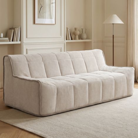 Wahson Divano in ciniglia divano a 2 posti, Poltrona a sacco anti-impigliamento e delicata sulla pelle seduta ergonomica senza montaggio per interni,Beige (1/5)