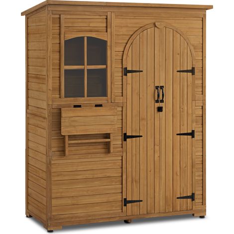 M MCombo Gartenschrank Geräteschuppen Holz 0926, 73×144×185 cm (Natur) (1/5)