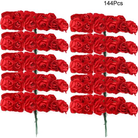 Roses Artificielles En Papier - 144 Pièces - Décoration Mariage Fête Anniversaire Intérieur - Rouge Vin