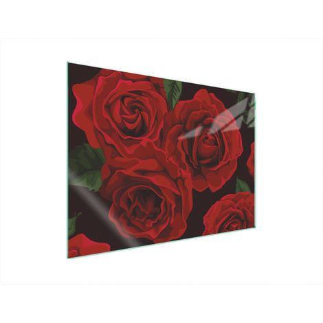 GLASSCHUTZPLATTE FÜR HERD 70x52 ROSEN (1/5)
