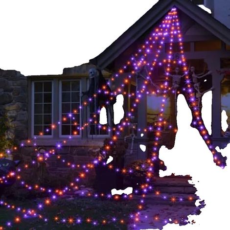 Halloween-Spinnennetzlichter, 8 Beleuchtungsmodi, wasserdichtes Design, Doppelte Reihenlichter (1/2)