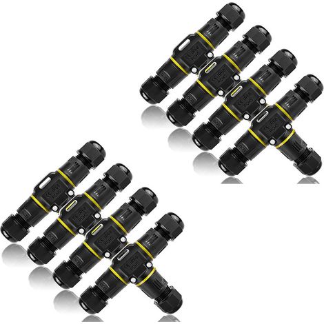 Connecteur étanche en T, 8 connecteurs de câble étanches IP68, boîte de jonction 3 voies, pour câbles de 3 à 12 mm de diamètre, OUYLAF (1/5)