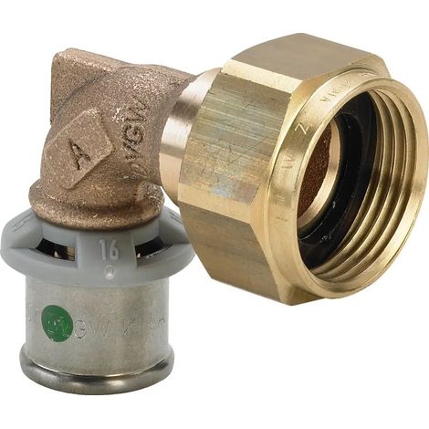 Viega Sanfix Fosta Sanfix P-Raccordo a vite a 90 gradi, d 16mm, G 3/4 bronzo rosso Modello 2155, 457976
