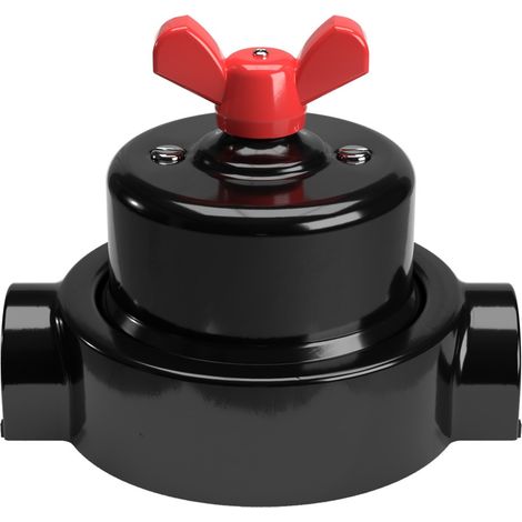 Kit interruttore/deviatore con dado a farfalla e base per Creative-Tubes in porcellana nera  Rosso - 2 in linea