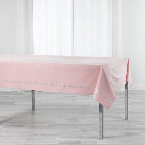 Nappe coton unie et Lurex Elegancia - Rose - 140 x 240 cm - Livraison gratuite (1/4)