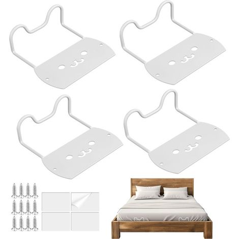 Matratzenstopper, 4-teiliges Set rutschfester Matratzenkeile mit doppelseitigem Klebeband und Schrauben, geeignet für Matratzen, Sofas und Tatami-Matratzen, stabil und rutschfest, weiß (1/5)