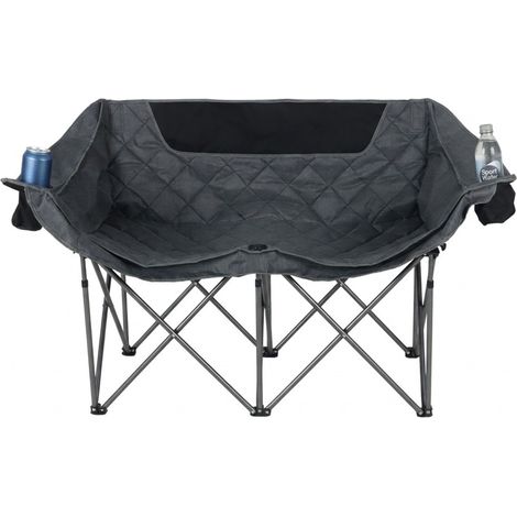 Relaxdays panca campeggio, 2 persone, pieghevole, portabevande, borsa da trasporto, HBT: 84x146x54 cm, outdoor, grigia