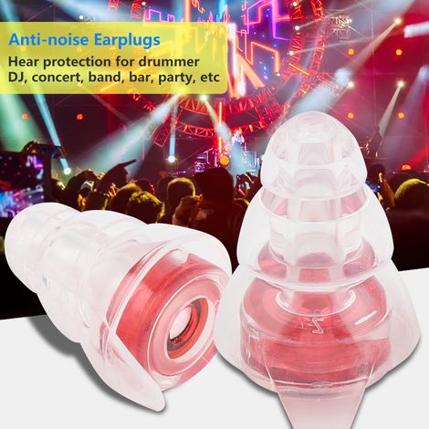 Bouchons d'oreille haute fidélité à réduction de bruit de 27 dB pour batteur de concert et protection auditive (rouge) (1/5)