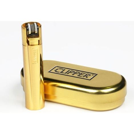 Briquet Clipper en métal doré, 3000 ampoules