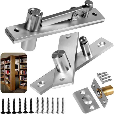 Cerniere per porte pivotanti, sistema di cerniere nascoste con chiusura a cuscinetti a sfera per porte in legno per carichi pesanti fino a 90,7 kg e una libreria nascosta e segreta, libreria Murphy (1/5)