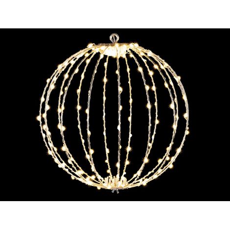 Luminaria di Natale a palla luminosa da appendere con anima in metallo, 192 luci LED bianco caldo. Ideali per illuminare vetrine, Ø 30 cm