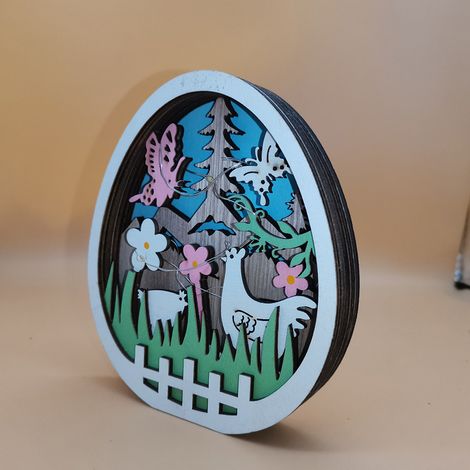 Lumière LED œuf de Pâques en bois sculpté ajouré, décoration intérieure, cadeau festif, couleur image, taille unique (1/4)