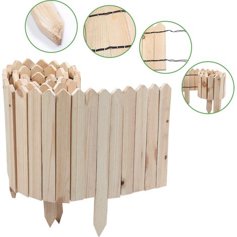 Randaco Bordures de jardin en bardage bois Bordure de tonte 200x10x1.5cm Marron clair (1/5)