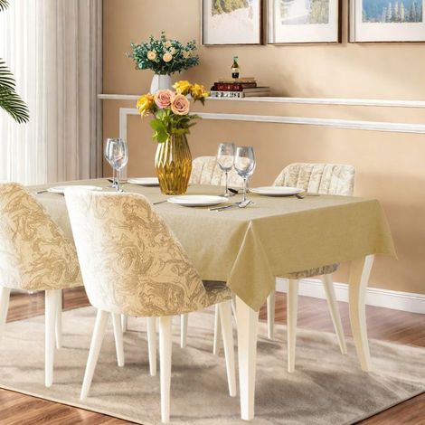 Tovaglia rettangolare 130x170 cm beige lavabile - Tovaglia antimacchia scandinava rivestita - Tovaglia da cucina moderna facile da mantenere (1/5)
