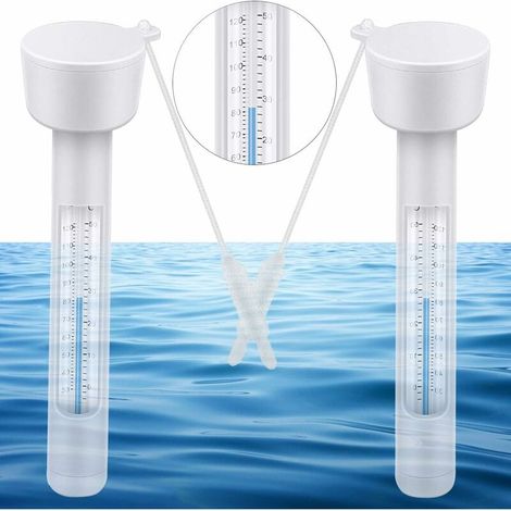 2PCS Thermomètre Flottant de Piscine Thermomètres avec Une Corde Résistant aux Chocs ,Blanc, (1/5)