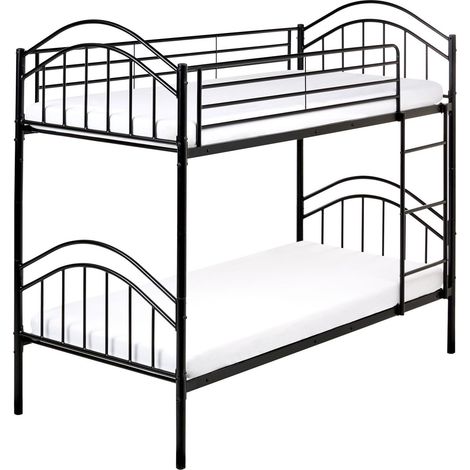 Letto a castello per bambini Camera dei bambini letto alto nero struttura in ferro 90 x 200 cm Chartres (1/5)