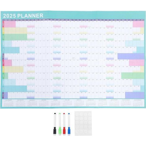 1 calendrier mural agenda quotidien 2025 pour bureau et maison-90.00X60.00X0.10CM-Multi (1/3)