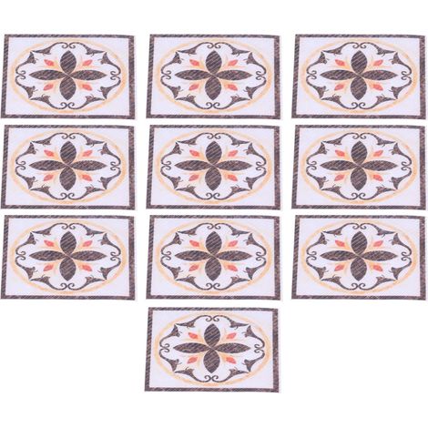 10 autocollants PVC 8x8cm imperméables adhésifs, motifs diagonaux pour décoration sol cuisine salle de bain