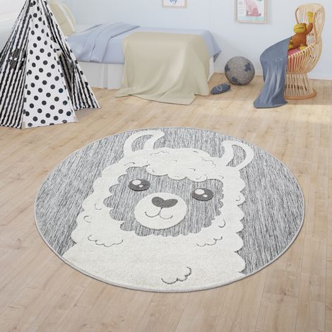 Paco Home Kinderteppich Kinderzimmer Outdoor Teppich Rund Spielteppich Modern 3D Effekt Ø 160 cm Rund, Grau 2 (1/5)