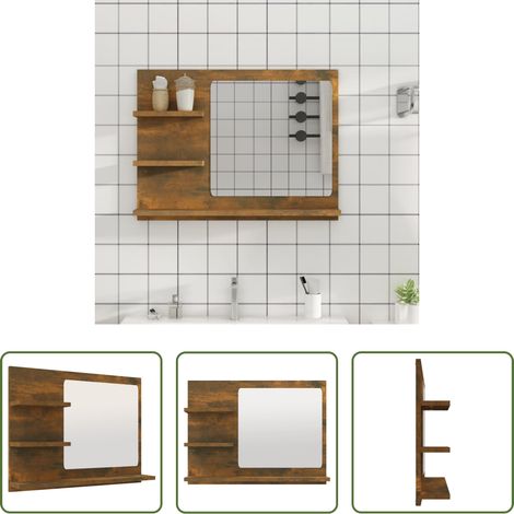 vidaXL Wandspiegel - Badspiegel Räuchereiche 60x10,5x45 cm Holzwerkstoff (1/5)