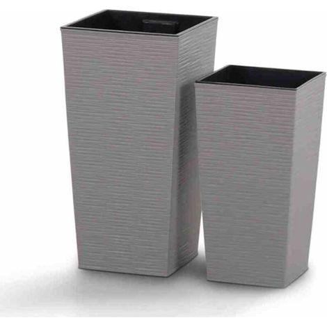 Lot de 2 Pots Jardinière Gris (1/2)