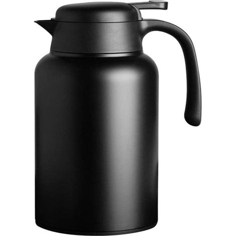 2,0-Liter-Thermoskanne aus Edelstahl mit Isolierung, hält Getränke 24 Stunden lang heiß oder kalt (schwarz) (1/4)