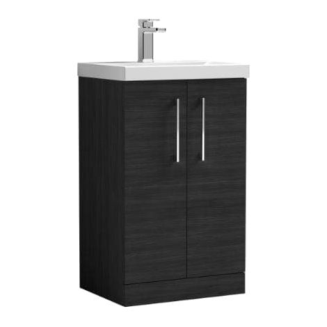 Nuie Arno Charcoal Black Woodgrain 500mm 2 Door Vanity Unit and Thin Edge Ceramic Basin - ARN601D (1/5)
