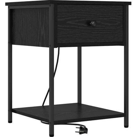 Maison Exclusive - Armadio da Notte Rovere Nero 42 x 41 x 56 cm Legno multistrato
