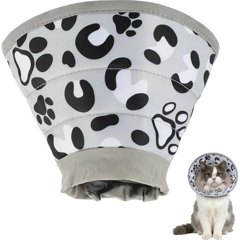 Collerette Chat Anti-Léchage et Grattage Réglable, Confortable et Douce Après Chirurgie, Collier Pliable Respirant Chiens et Chats, Promeut la Récupération, pour Bain et Coupage des Griffes, Gris M (1/5)