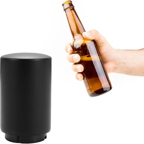 Ouvre-bouteille automatique magnétique en acier inoxydable, outil d'ouverture par pression pour bouteilles de bière, verres et autres boissons, noir (1/5)